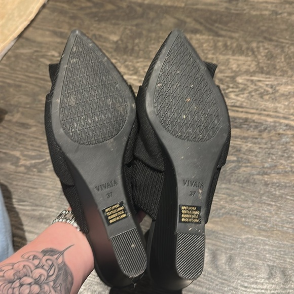 Vivaia Yaffa Wedge Black Knit Pointed Toe Comfort Mule size 37 (6.5) - Picture 10 of 11